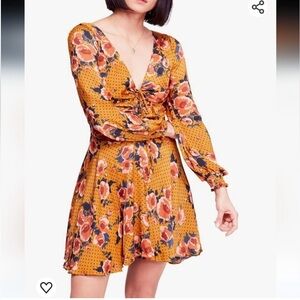 Free People morning light satin floral mini dress